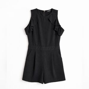 Aqua Black Cold Shoulder Romper Size S Ruffle Sleeve Dressy Jumpsuit
